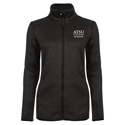  Womens Black Heather Fleece Jacket - ATSU Grandma Stacked