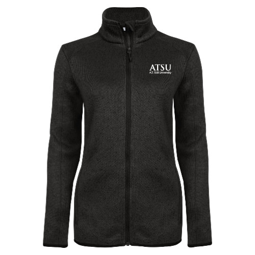  Womens Black Heather Fleece Jacket - ATSU Secondary Logo