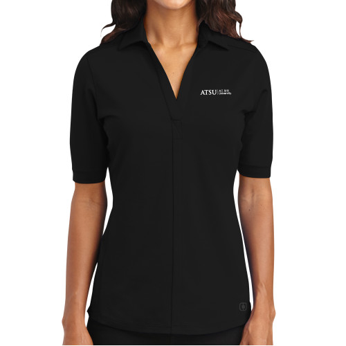  OGIO Womens Black Metro Polo - ATSU Primary Logo