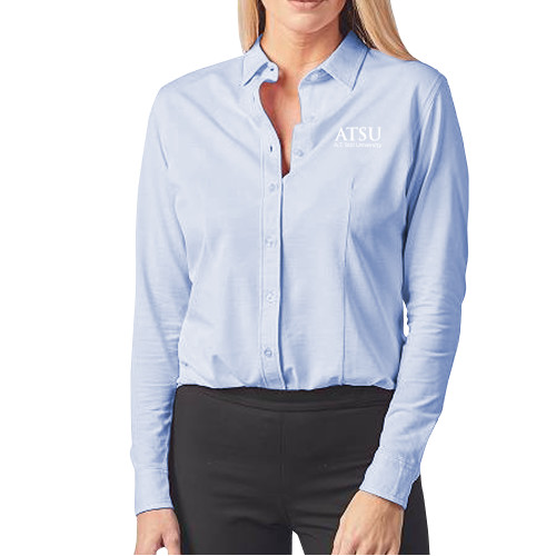  Womens Light Blue Elitech Prestige Knit Long Sleeve Shirt  - ATSU Secondary Logo