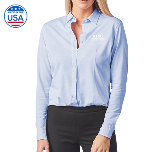  Womens Light Blue Elitech Prestige Knit Long Sleeve Shirt  - ATSU Kirksville Osteopathic Secondary