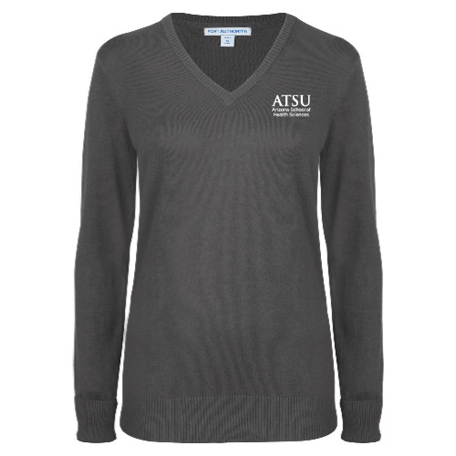  Womens Charcoal Heather VNeck Sweater  - ATSU Arizona School Health Secondary