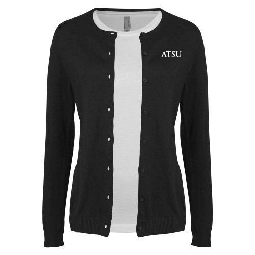  Womens Black Cardigan Sweater - ATSU Acronymn Logo