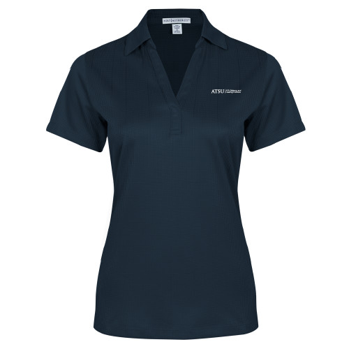  Womens Navy Performance Fine Jacquard Polo - ATSU AFA Balance