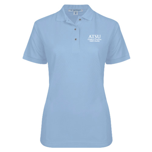  Womens Silk Touch Light Blue Pique Polo - ATSU College of Grad Health Secondary