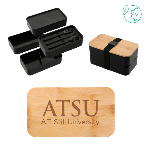 A.T. Still Univ Stackable Bamboo Fiber Black Bento Box