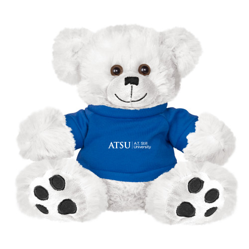 A.T. Still Univ Plush Big Paw 8 1/2 inch White Bear w/Royal Shirt