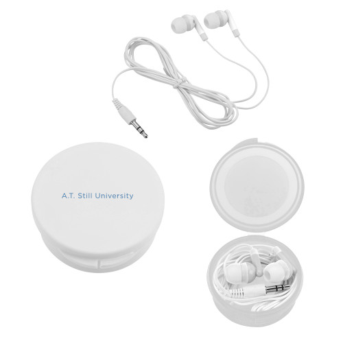 A.T. Still Univ Ear Buds in White Case