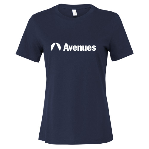 Avenues Bella + Canvas Womens Navy Relaxed Cotton T Shi