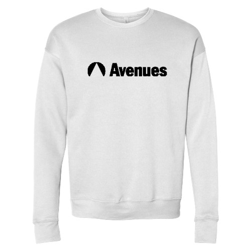  Bella + Canvas White Fleece Crew - Avenues Primary Mark Flat