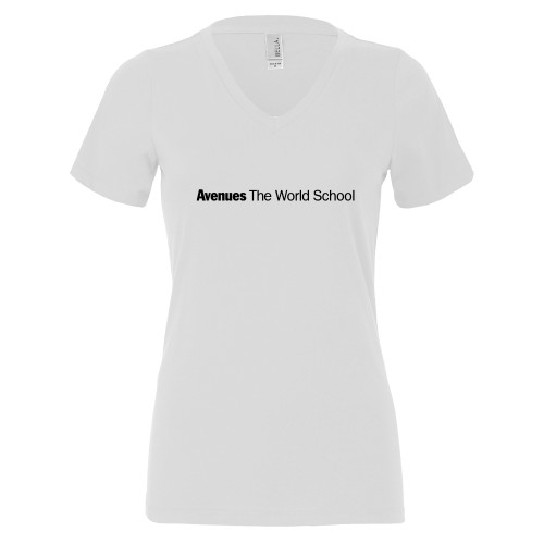 Avenues Bella + Canvas Womens White V Neck Cotton T Shi