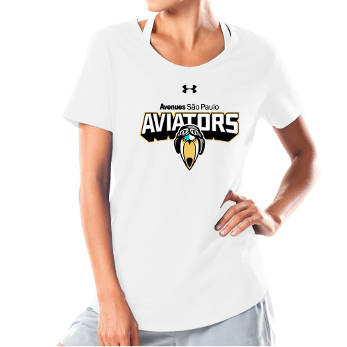 Avenues Under Armour Womens White Charged Cotton T