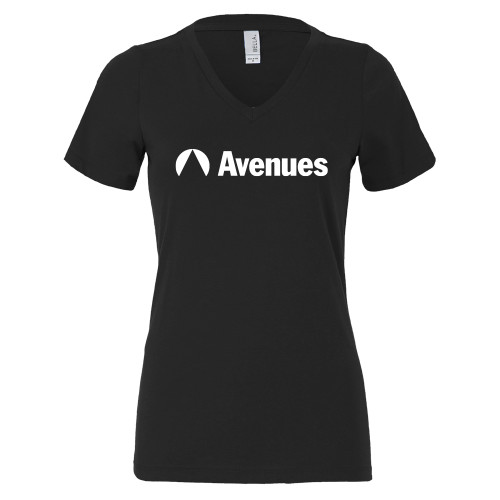 Avenues Bella + Canvas Womens Black V Neck Cotton T Shi