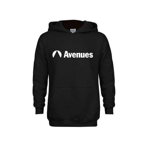  Youth Black Fleece Hoodie - Avenues Primary Mark Flat