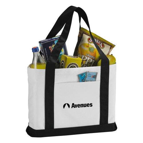 Avenues Contender White/Black Canvas Tote