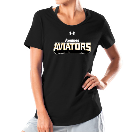 Avenues Under Armour Womens Black Charged Cotton T