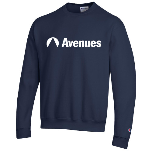  Champion Navy Fleece Crew - Avenues Primary Mark Flat