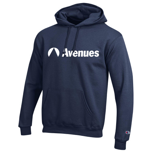  Champion Navy Fleece Hoodie - Avenues Primary Mark Flat