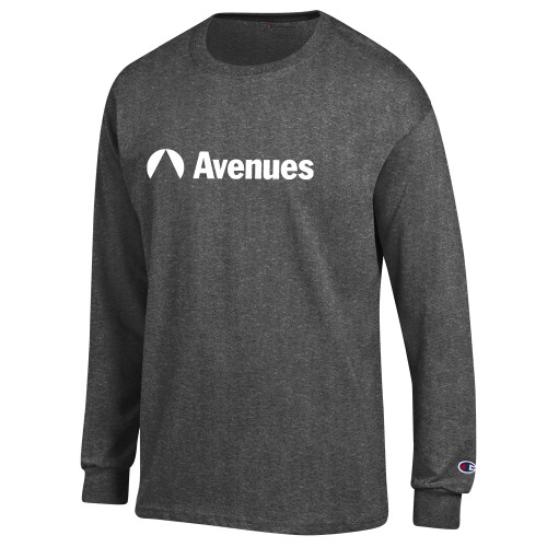  Champion Granite Heather Long Sleeve T Shirt - Avenues Primary Mark Flat