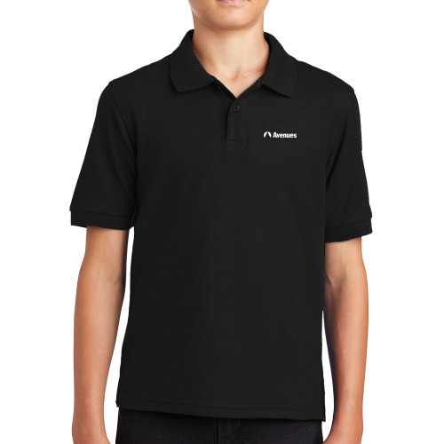  Youth Black Silk Touch Polo - Avenues Primary Mark Flat