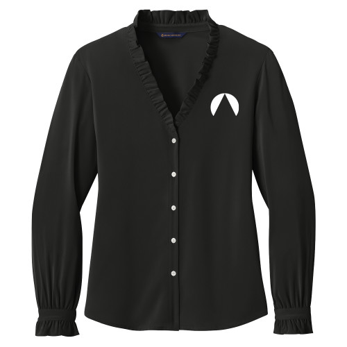  Brooks Brothers Womens Black Long Sleeve Ruffle Collar Blouse - Avenues Global A