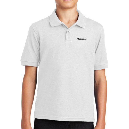 Avenues Youth White Silk Touch Polo-XS