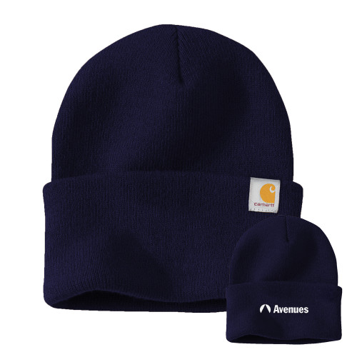  Carhartt Navy Knit Beanie w/Cuff - Avenues Primary Mark Flat