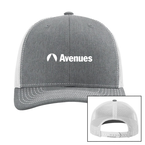  Richardson Heather Grey/Light Grey Trucker Hat - Avenues Primary Mark Flat