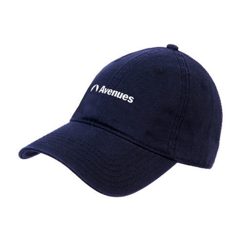  Navy Unstructured Adjustable Low Profile Hat - Avenues Primary Mark Flat