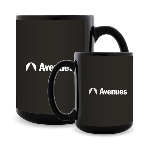  Full Color Black Mug 15oz - Avenues Primary Mark Flat