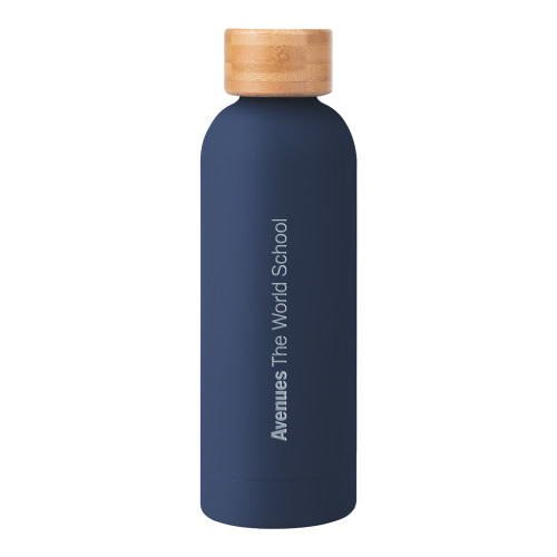 Avenues Blair Navy Stainless Steel Bottle w/ Bamboo Lid 17 oz