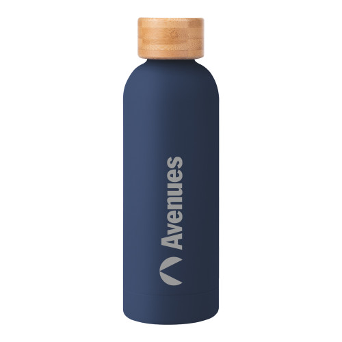 Avenues Blair Navy Stainless Steel Bottle w/ Bamboo Lid 17 oz