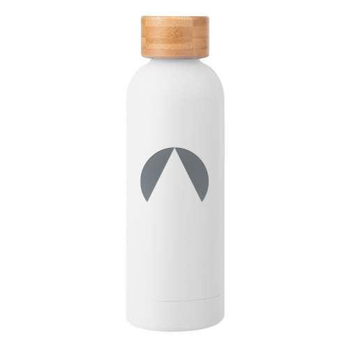 Avenues Blair White Stainless Steel Bottle w/ Bamboo Lid 17 oz