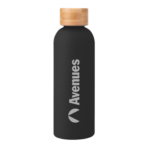 Avenues Blair Black Stainless Steel Bottle w/ Bamboo Lid 17 oz