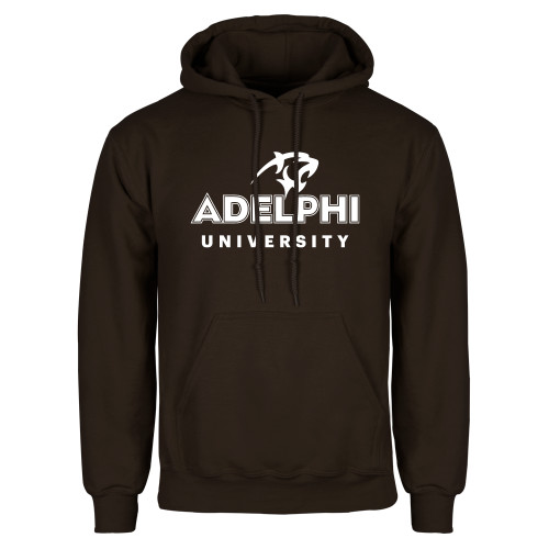  Brown Fleece Hoodie - Panther Head Adelphi University