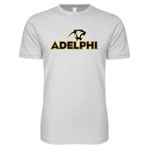  Next Level White SoftStyle T Shirt - Adelphi with Panther Head