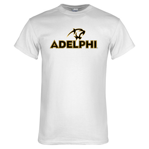  White T Shirt - Adelphi with Panther Head