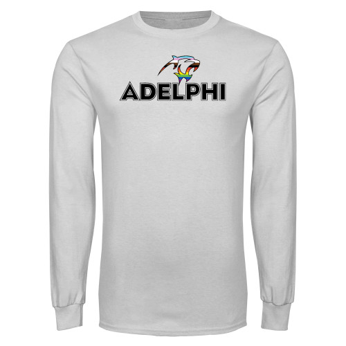  White Long Sleeve T Shirt - Adelphi Pride Institutional