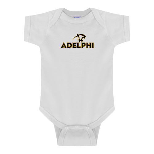  White Infant Onesie - Adelphi with Panther Head