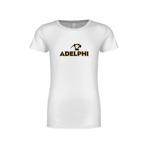  Next Level Girls White Fashion Fit T Shirt - Adelphi with Panther Head