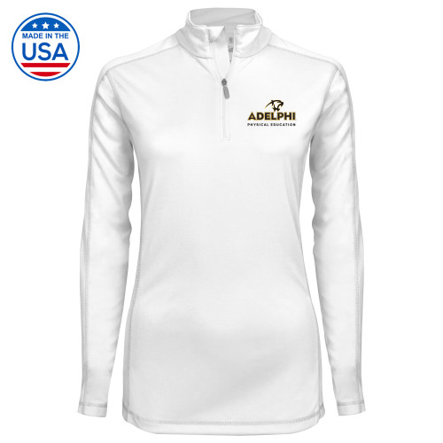  Syntrel Womens White Interlock 1/4 Zip - Adelphi Physical Education