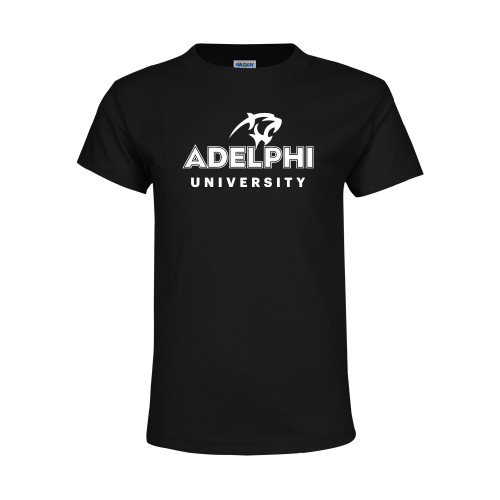  Youth Black T Shirt - Panther Head Adelphi University