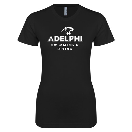  Next Level Womens Black Boyfriend Tee - Swimming and Diving