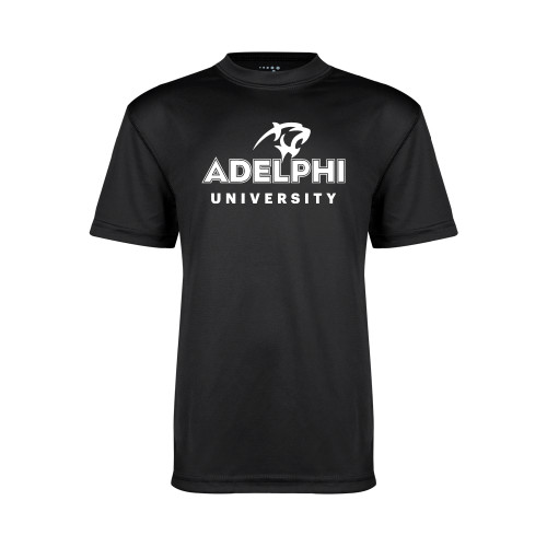  Youth Performance Black Tee - Panther Head Adelphi University