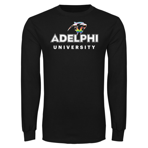  Black Long Sleeve T Shirt - Adelphi Pride University Institutional