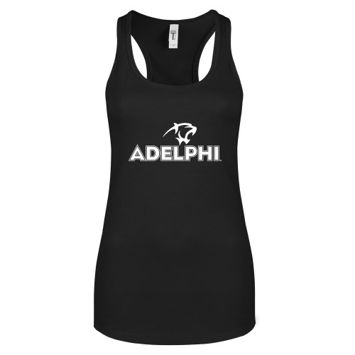  Next Level Womens Black Racerback Tank  - Adelphi with Panther Head