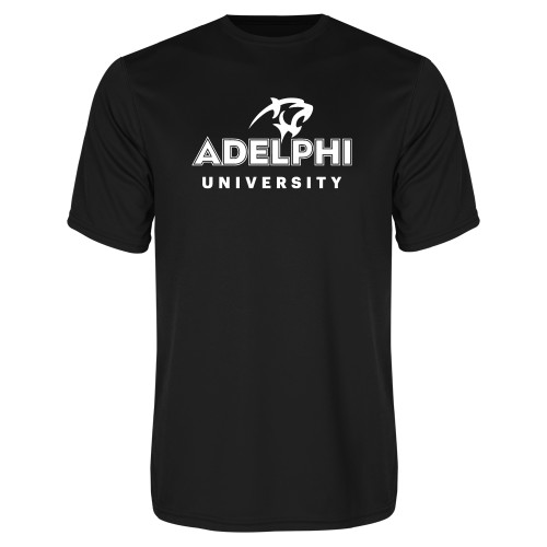  Black Performance Tee - Panther Head Adelphi University
