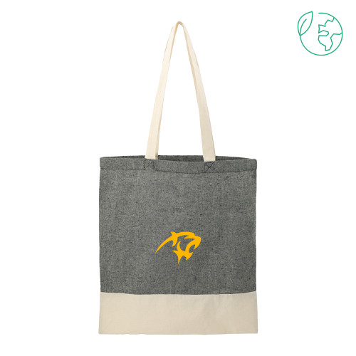  Split Recycled Black Cotton Twill Convention Tote - Panther Head