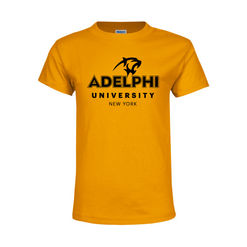  Youth Gold T-Shirt - Panther Head Adelphi University New York