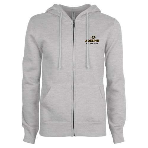  ENZA Womens Grey Fleece Full Zip Hoodie - Panther Head Adelphi University